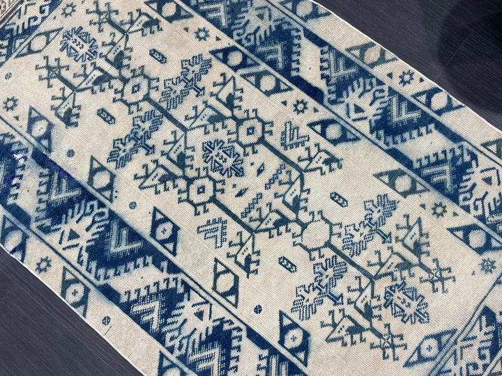 Blue Turkish Runner Rug 3' 9" x 6' 2" Hand-Knotted | No. WR90963