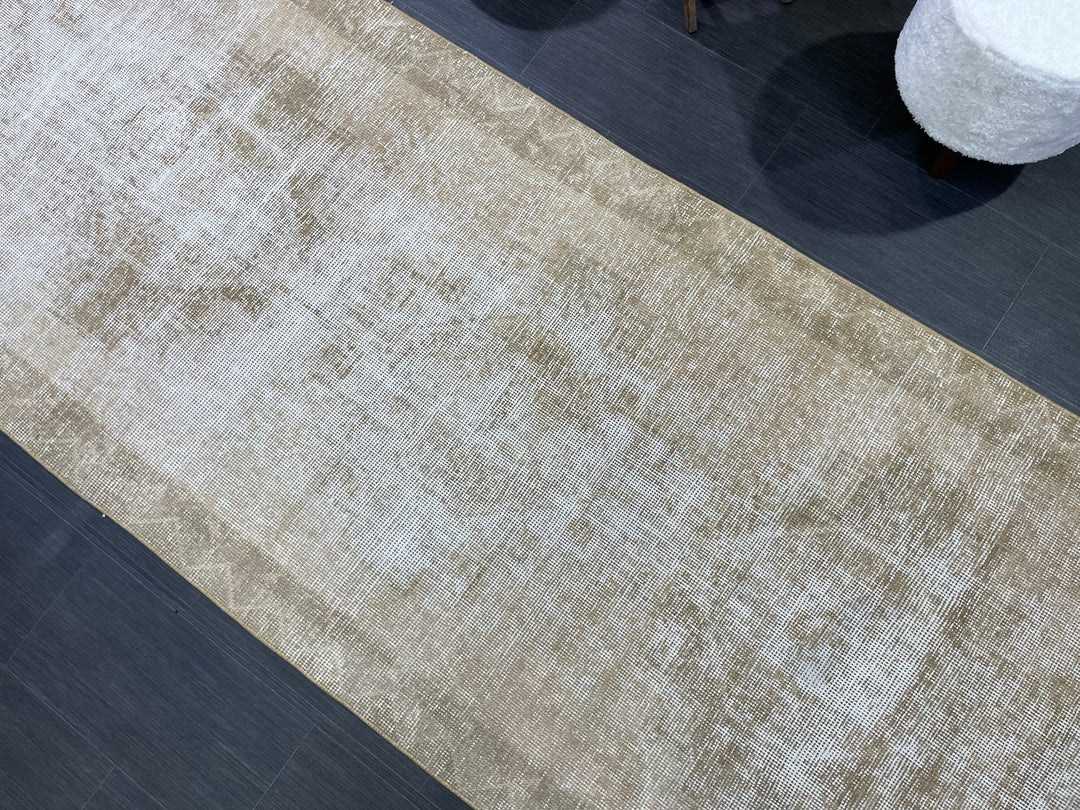 Beige Turkish Runner Rug 3'8" x 11'6" Hand-Knotted | No. WR13364