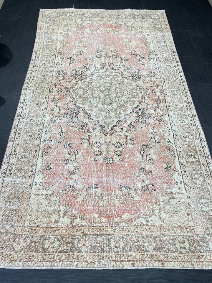Pink Turkish Oushak Rug 5' 4" x 9' 10" Hand-Knotted view
