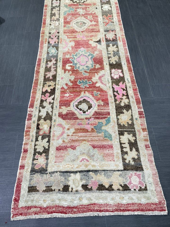 Blue Turkish Runner Rug 2' 11" x 15' 4" Hand-Knotted detail