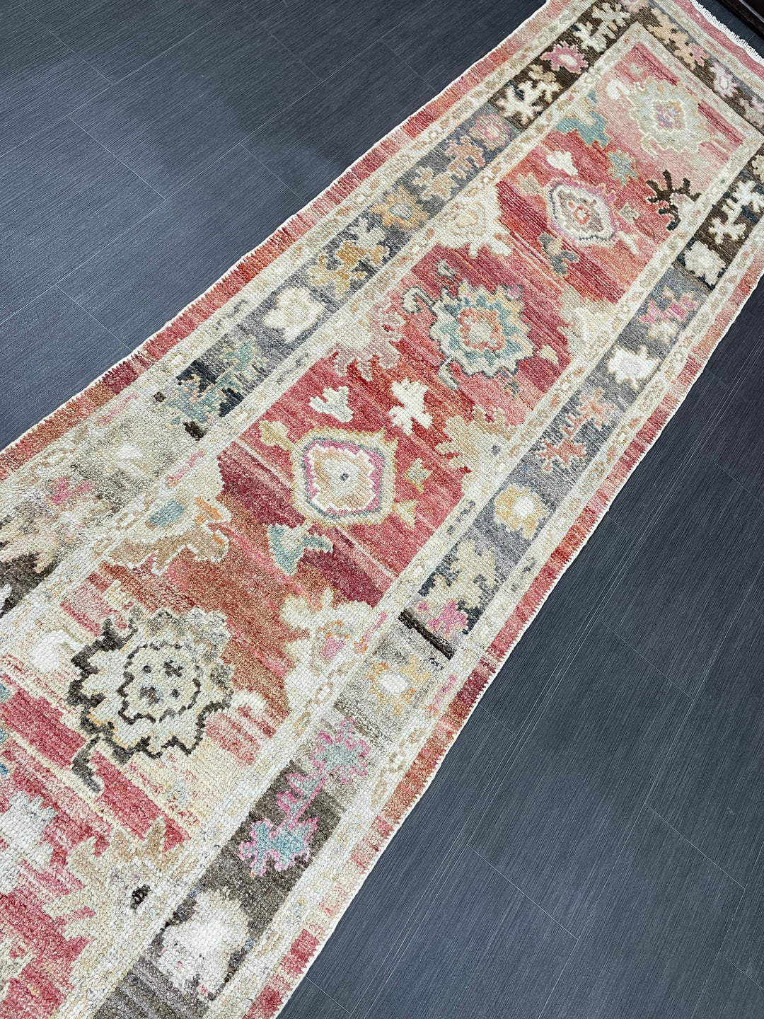 Blue Turkish Runner Rug 2' 11" x 15' 4" Hand-Knotted close-up