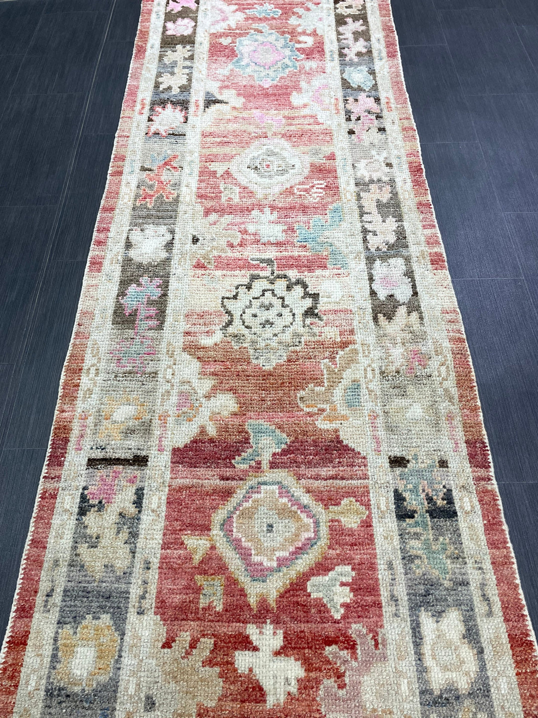 Blue Turkish Runner Rug 2' 11" x 15' 4" Hand-Knotted border