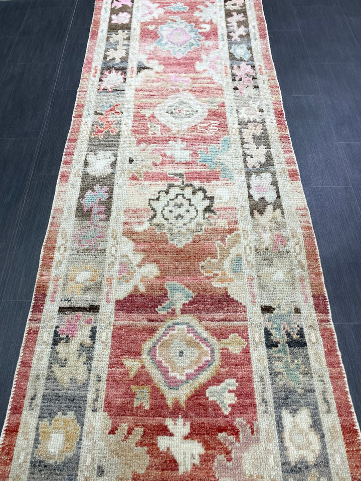 Blue Turkish Runner Rug 2' 11" x 15' 4" Hand-Knotted border