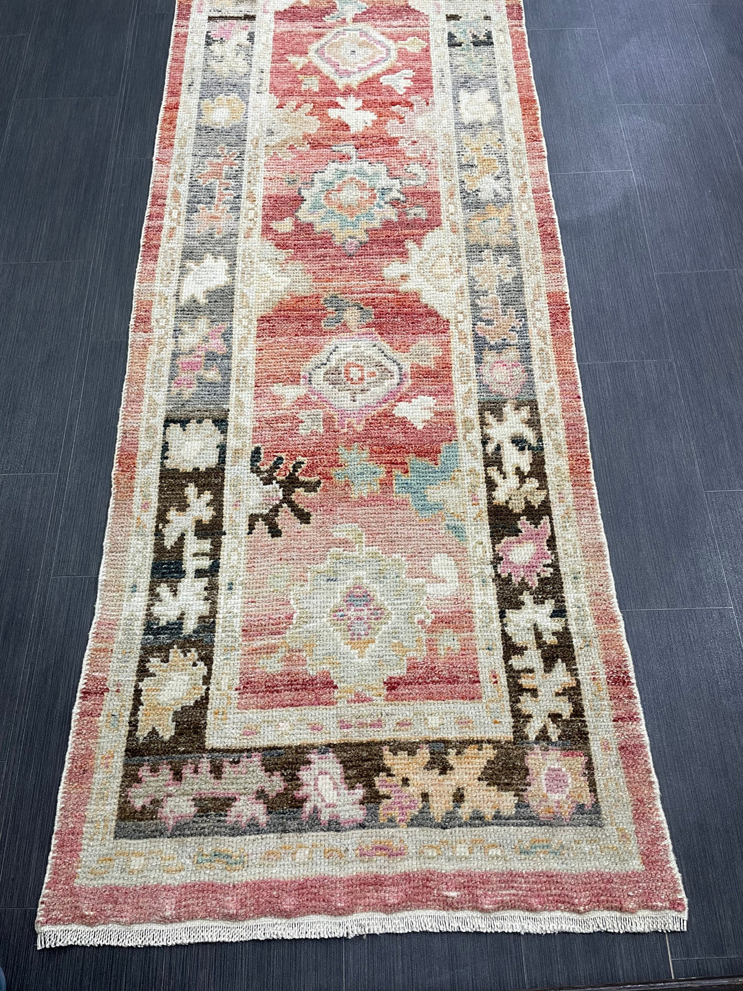 Blue Turkish Runner Rug 2' 11" x 15' 4" Hand-Knotted field