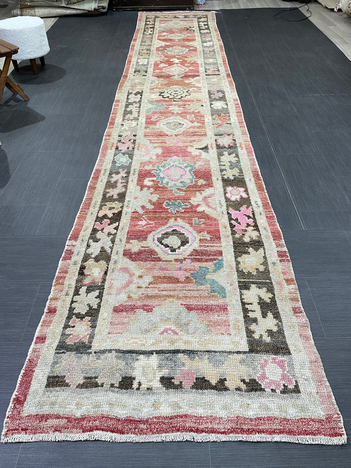 Blue Turkish Runner Rug 2' 11" x 15' 4" Hand-Knotted reverse