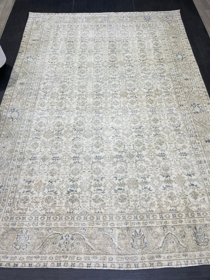 Beige Turkish Oushak Rug 7' 5" x 10' 11" Hand-Knotted view 9