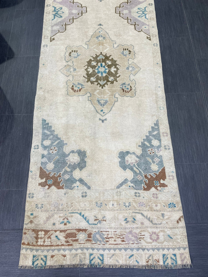 Beige Turkish Runner Rug 3' 1" x 11' 4" Hand-Knotted view