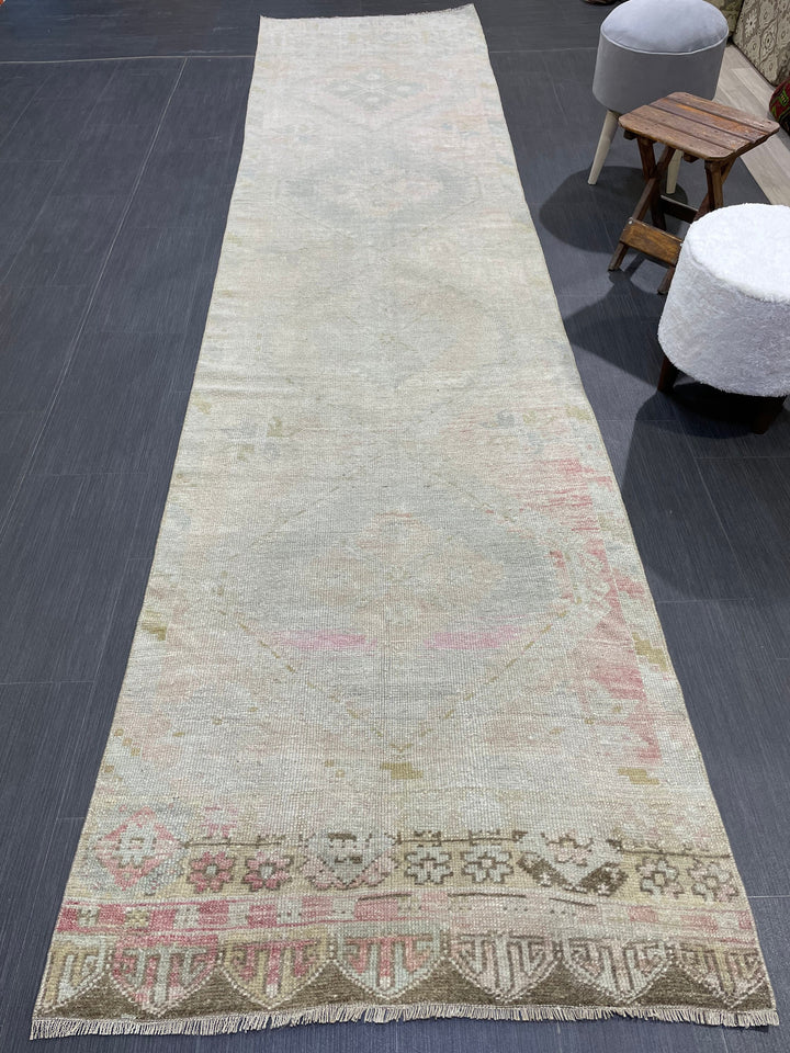 Beige Turkish Runner Rug 3' 1" x 12' 6" Hand-Knotted view