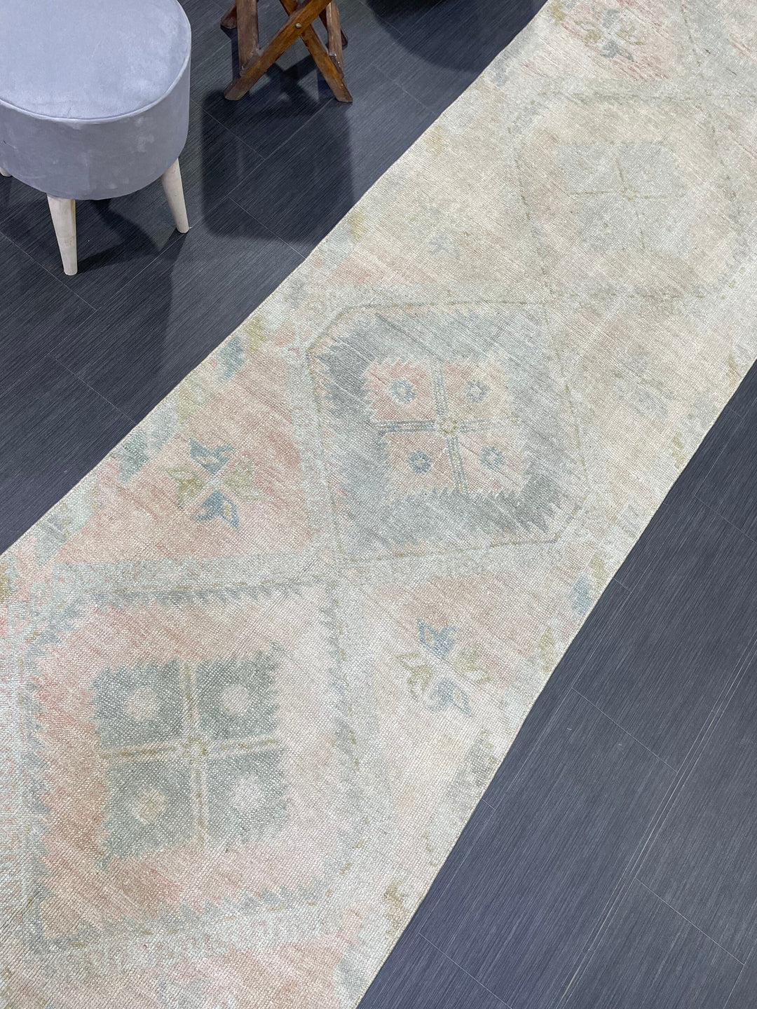 Beige Turkish Runner Rug 3' 1" x 12' 6" Hand-Knotted view 9