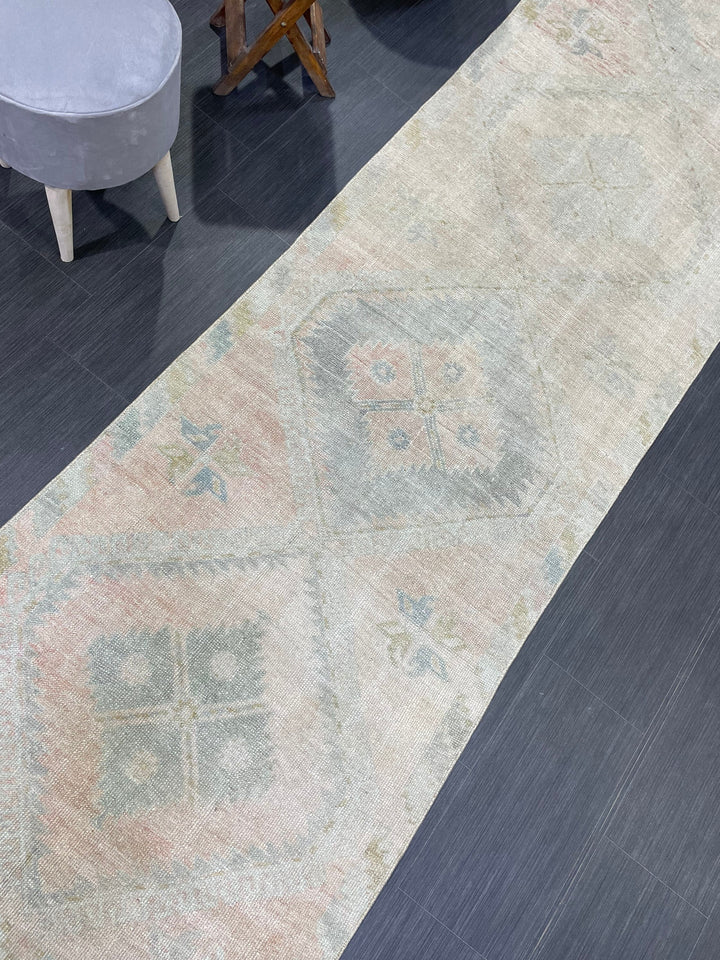 Beige Turkish Runner Rug 3' 1" x 12' 6" Hand-Knotted view 9