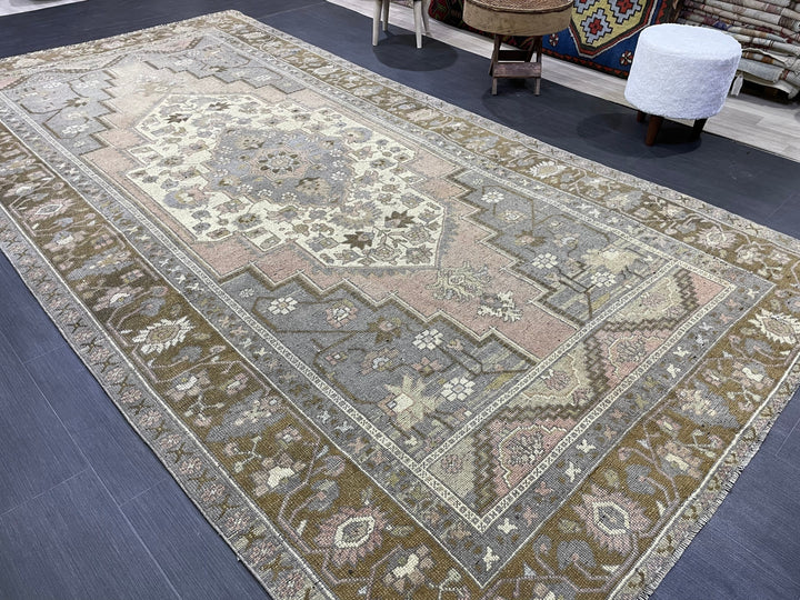 Rust Turkish Oushak Rug 5' 9" x 10' 11" Hand-Knotted detail