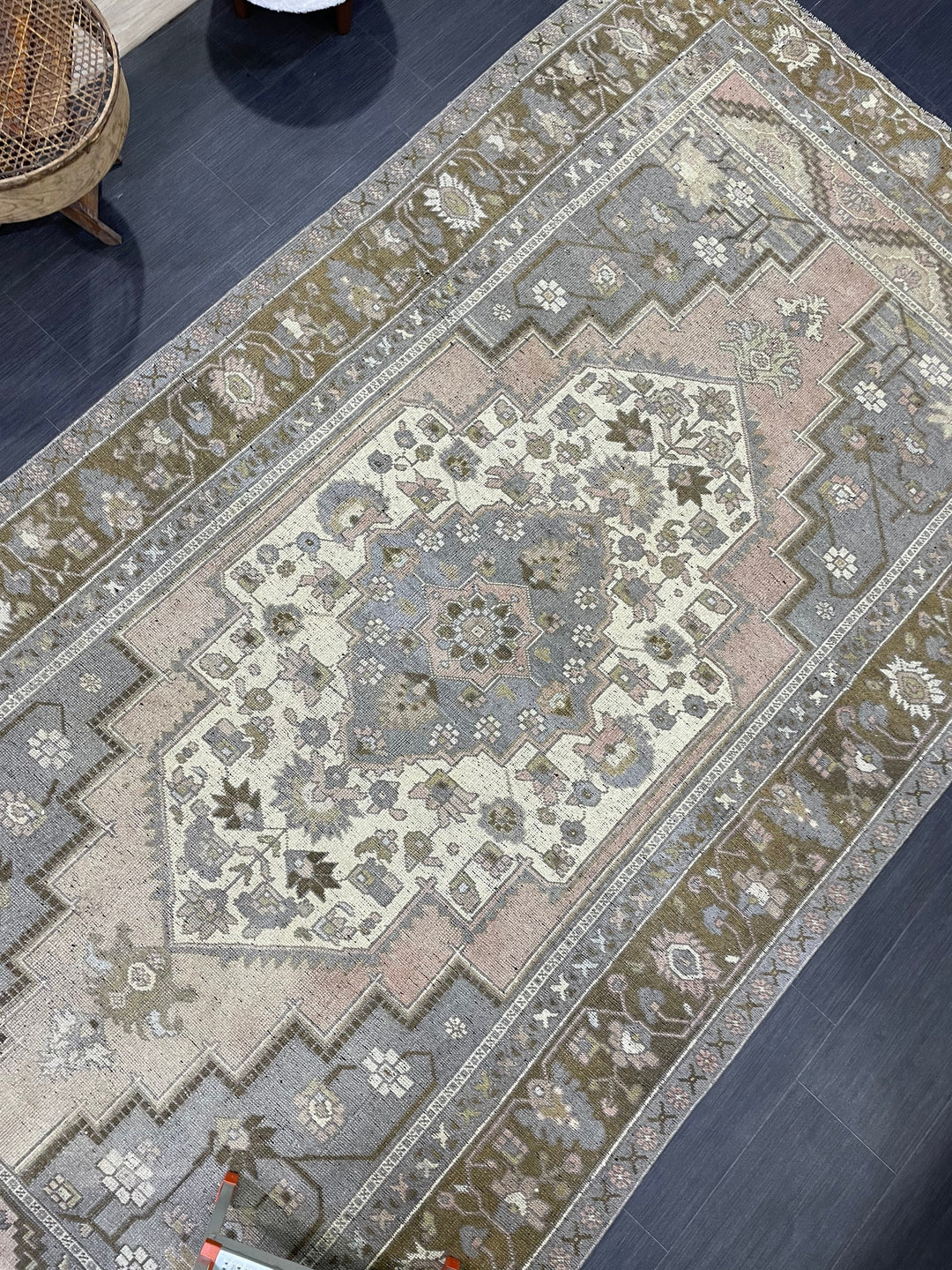 Rust Turkish Oushak Rug 5' 9" x 10' 11" Hand-Knotted reverse