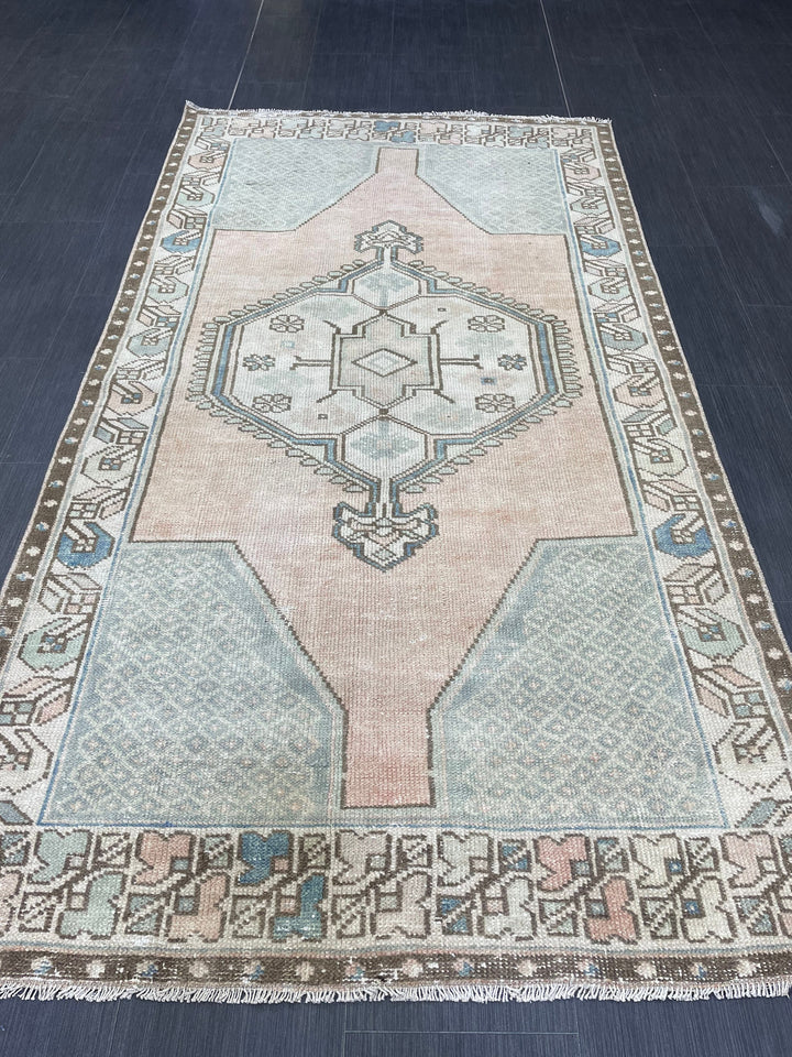 Rust Turkish Oushak Rug 3' 10" x 7' 1" Hand-Knotted texture