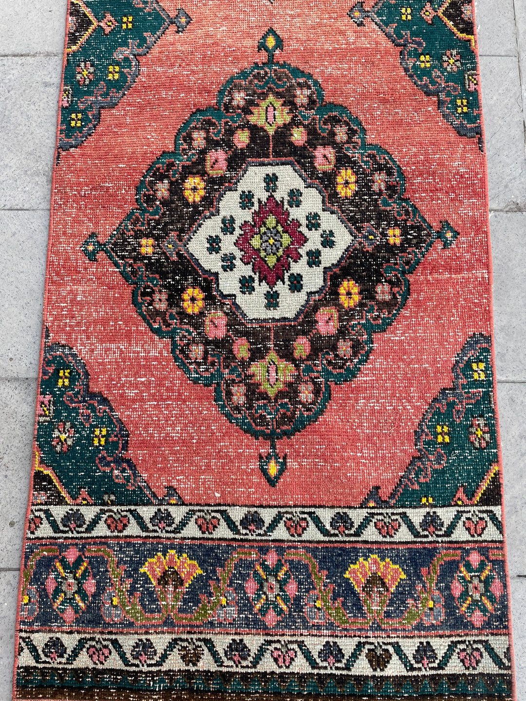 Beige Turkish Distressed Runner Rug 2' 5" x 16' 4" Hand-Knotted | No. WR69698