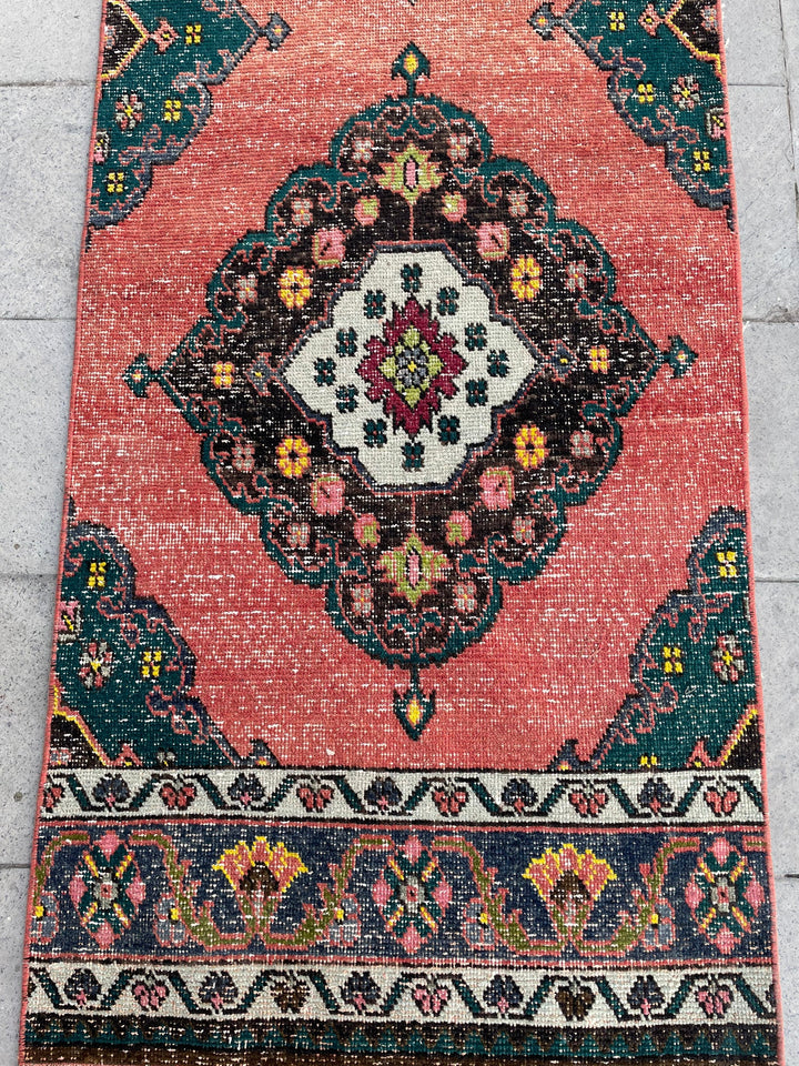 Beige Turkish Distressed Runner Rug 2' 5" x 16' 4" Hand-Knotted | No. WR69698