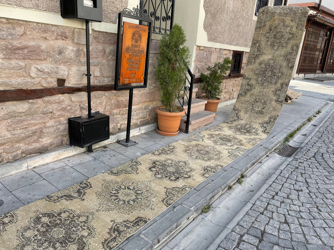 Beige Turkish Runner Rug 2' 9" x 23' 6" Hand-Knotted detail