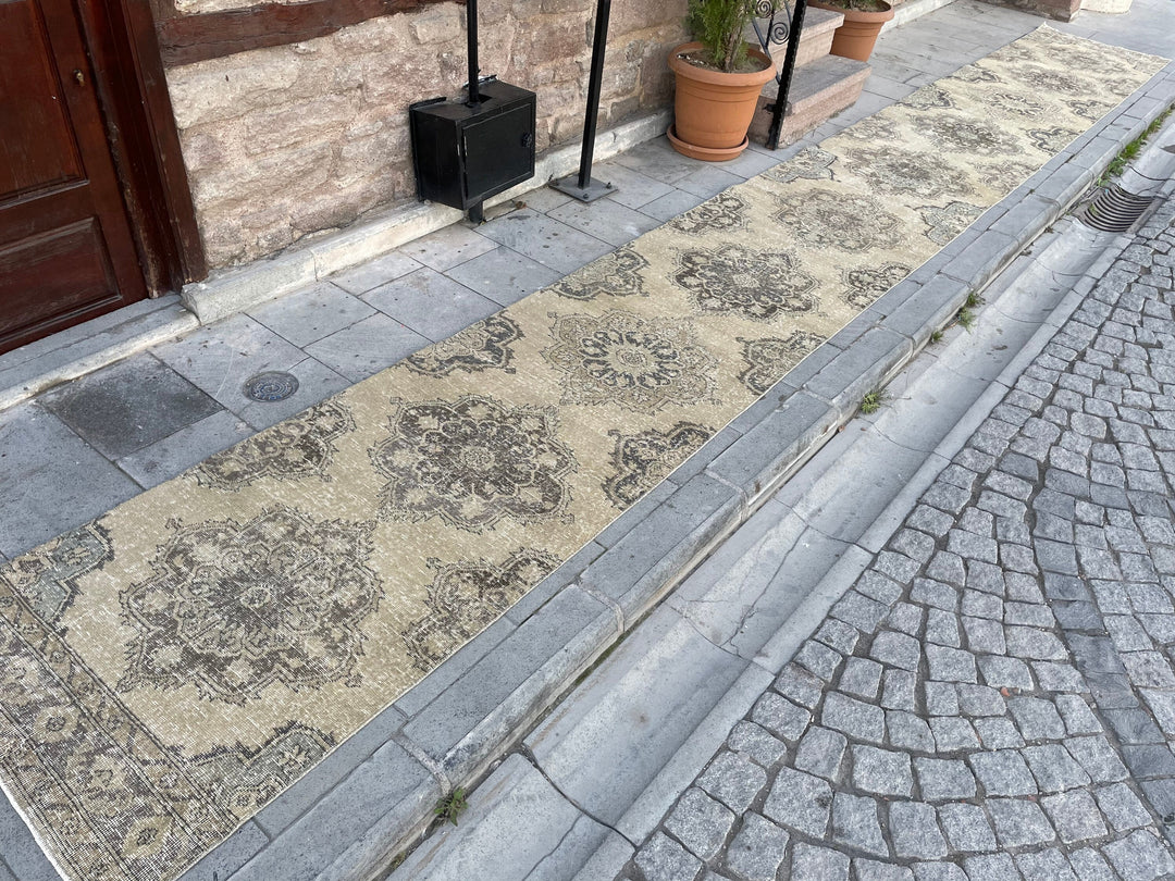 Beige Turkish Runner Rug 2' 9" x 23' 6" Hand-Knotted