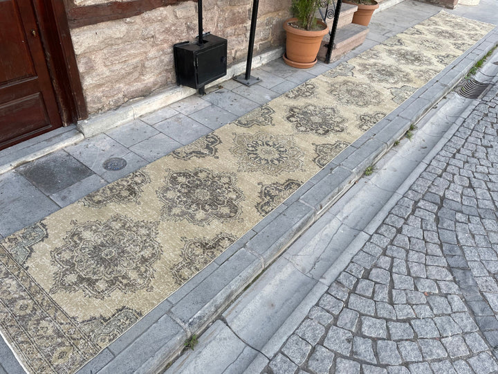 Beige Turkish Runner Rug 2' 9" x 23' 6" Hand-Knotted