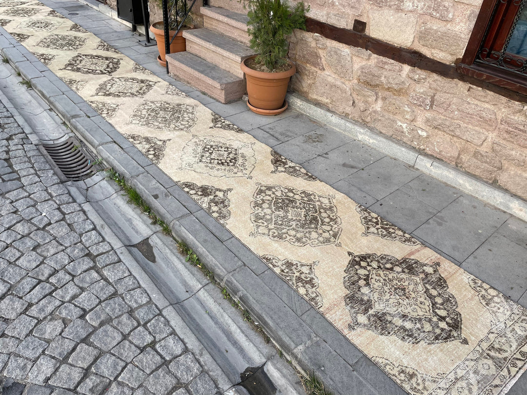 Beige Turkish Runner Rug 2' 8" x 25' 3" Hand-Knotted
