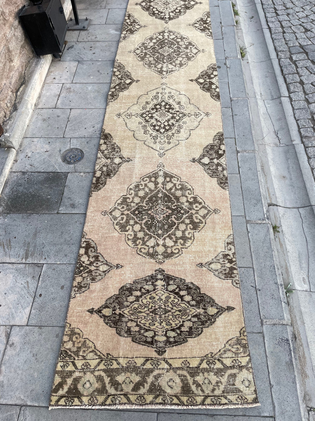 Beige Turkish Runner Rug 2' 8" x 25' 3" Hand-Knotted field