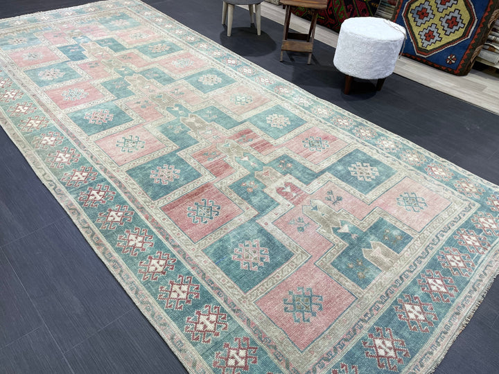 Turkish Oushak Rug 4' 11" x 11' 1" Hand-Knotted