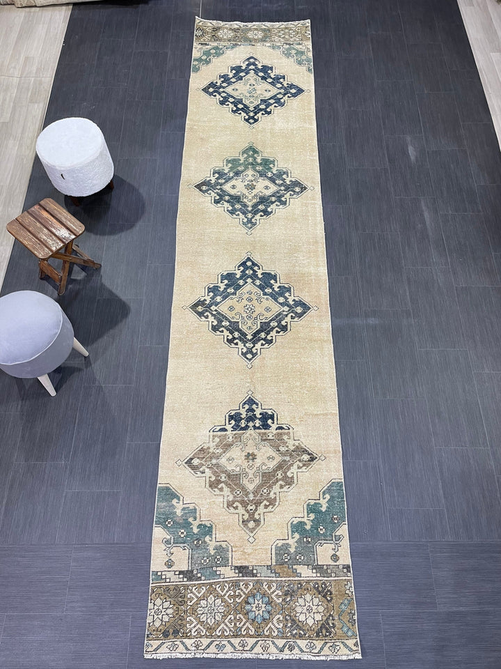 Turkish Runner Rug 2' 9" x 12' 10" Hand-Knotted texture