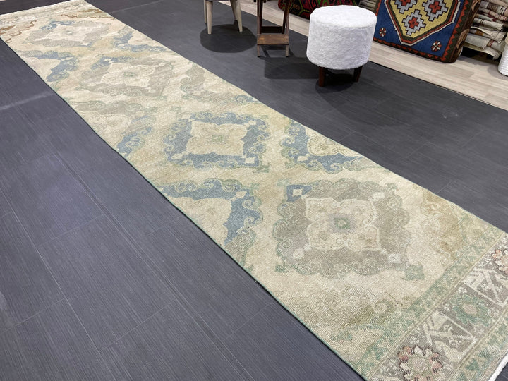 Beige Turkish Runner Rug 2' 8" x 12' 7" Hand-Knotted view