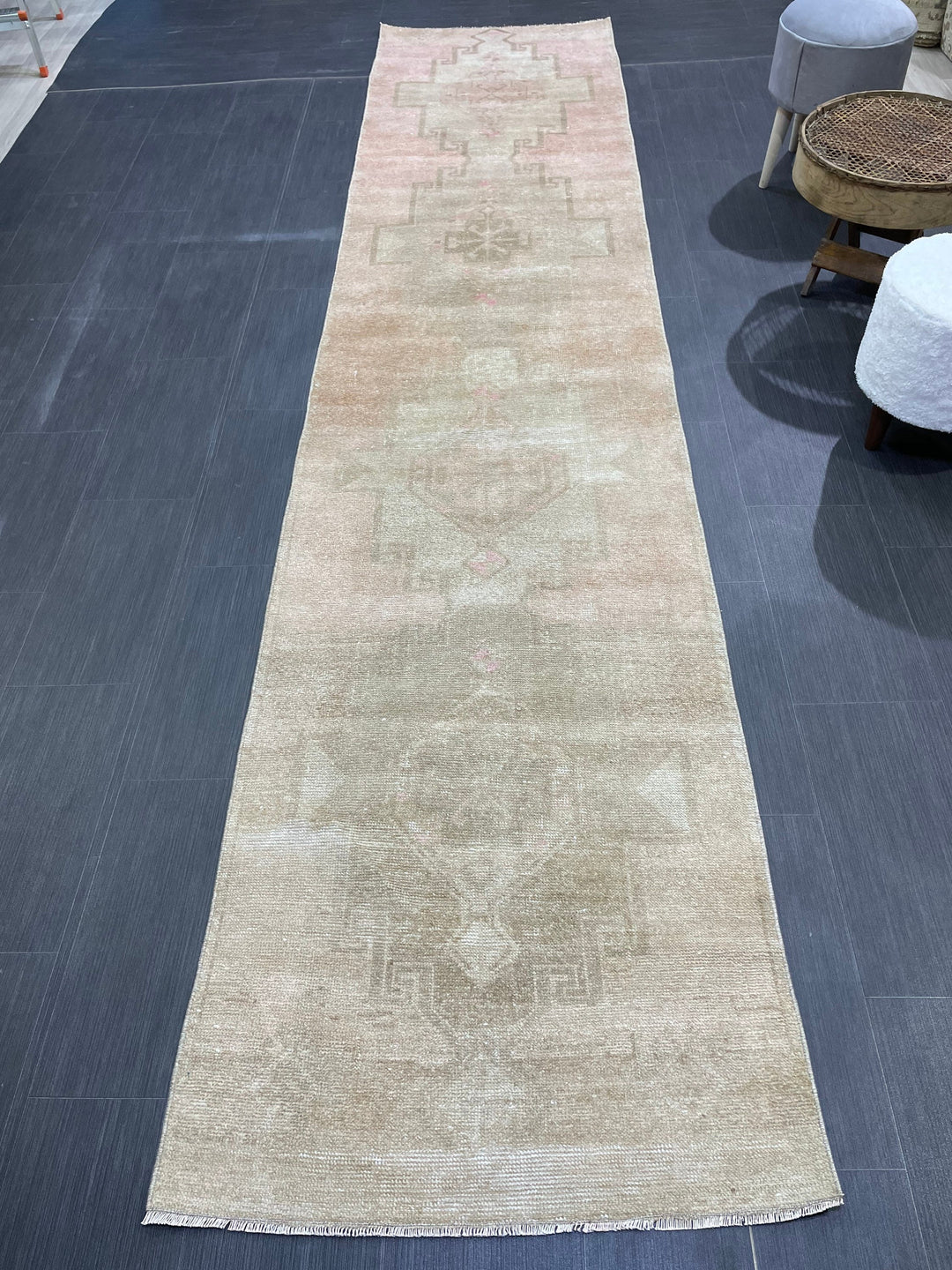 Turkish Runner Rug 2' 10" x 12' 8" Hand-Knotted texture