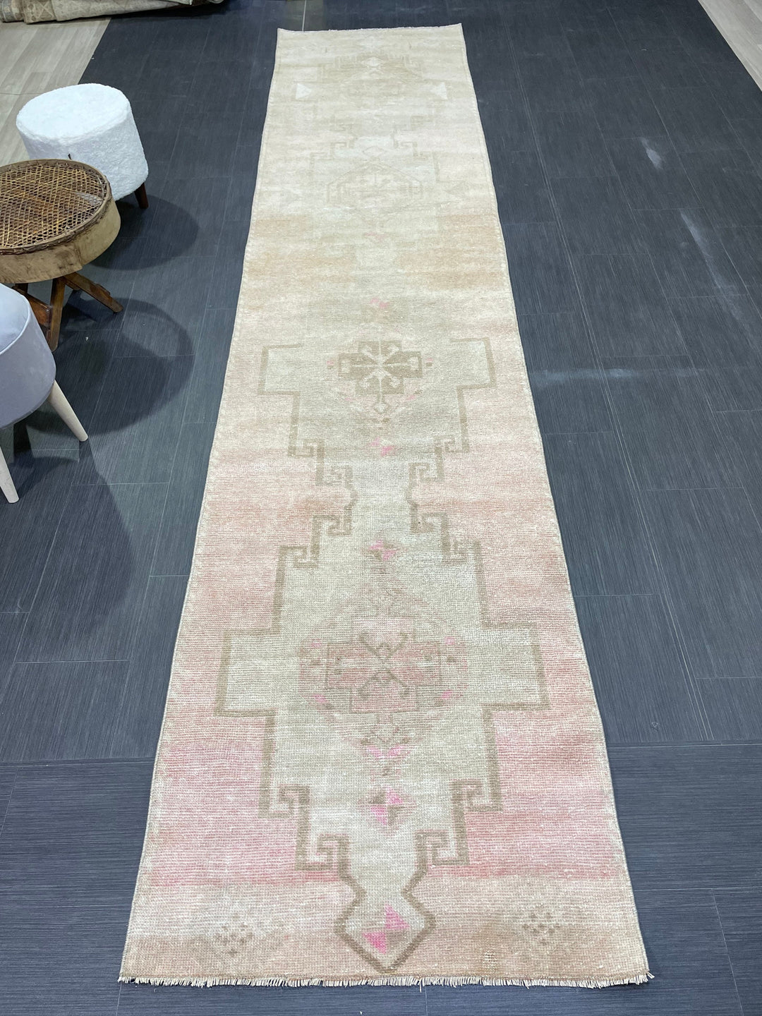 Turkish Runner Rug 2' 10" x 12' 8" Hand-Knotted reverse