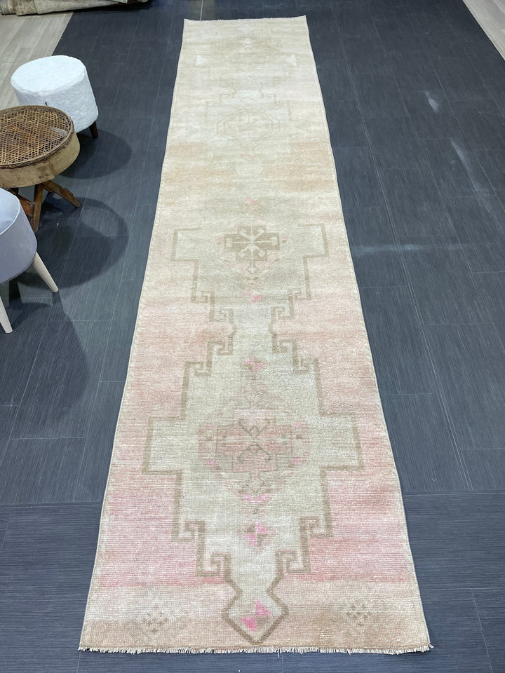 Turkish Runner Rug 2' 10" x 12' 8" Hand-Knotted reverse
