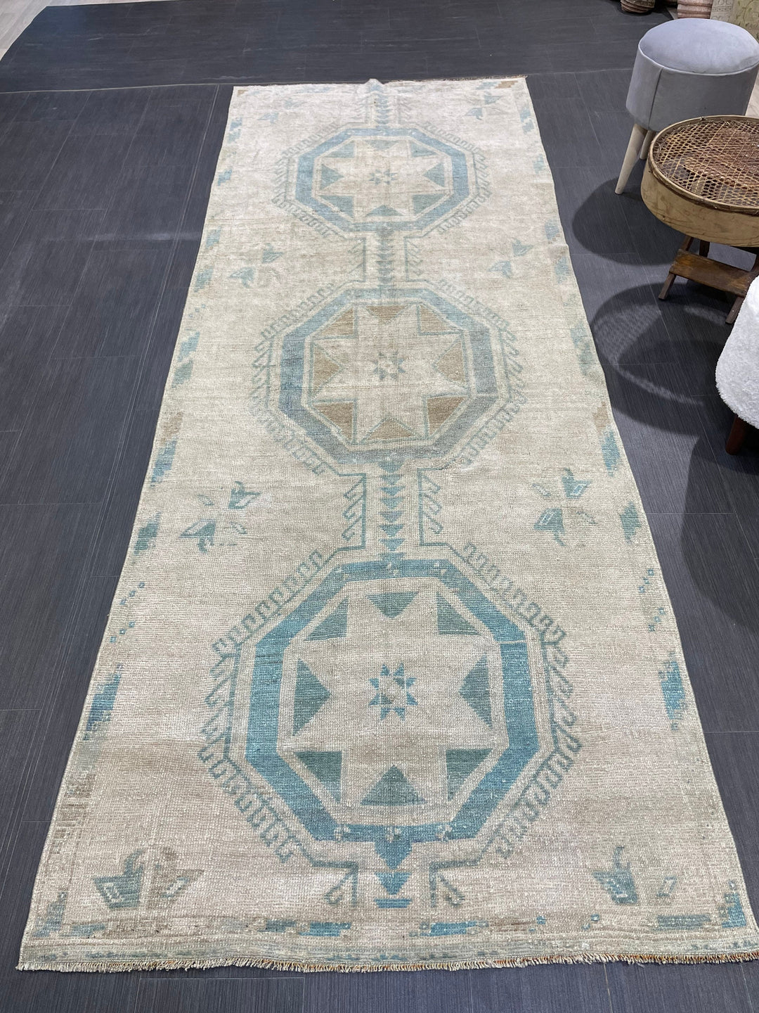Turkish Runner Rug 3' 8" x 9' 11" Hand-Knotted pattern