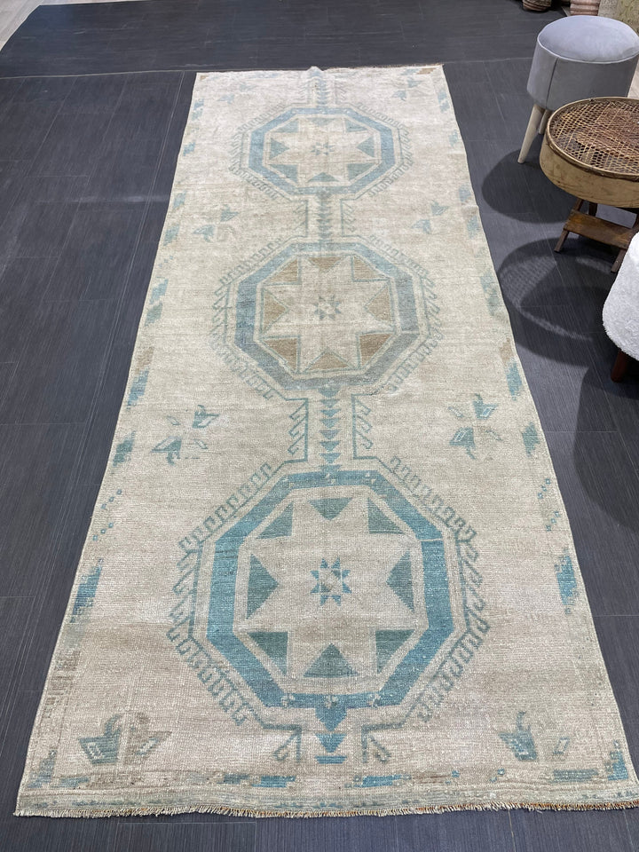 Turkish Runner Rug 3' 8" x 9' 11" Hand-Knotted pattern