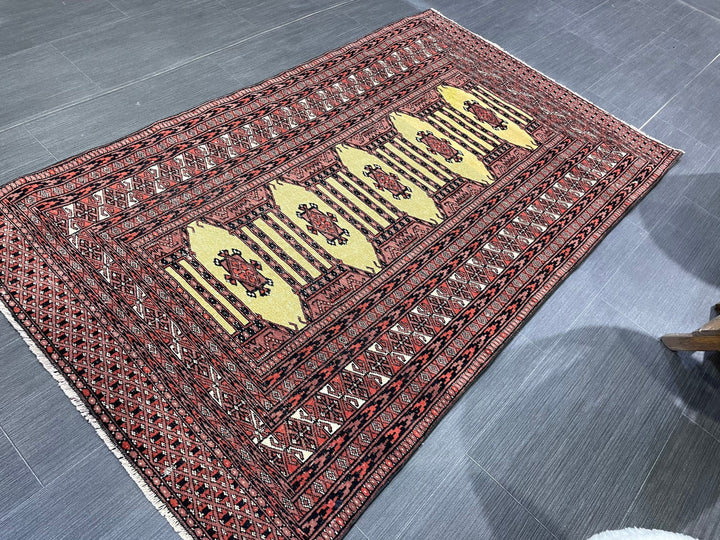 Navy Turkish Runner Rug 3' x 5' 1" Hand-Knotted border