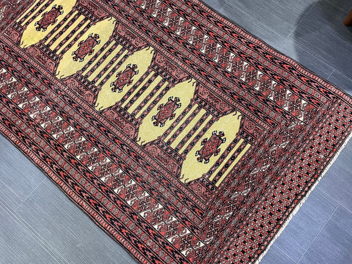 Navy Turkish Runner Rug 3' x 5' 1" Hand-Knotted reverse