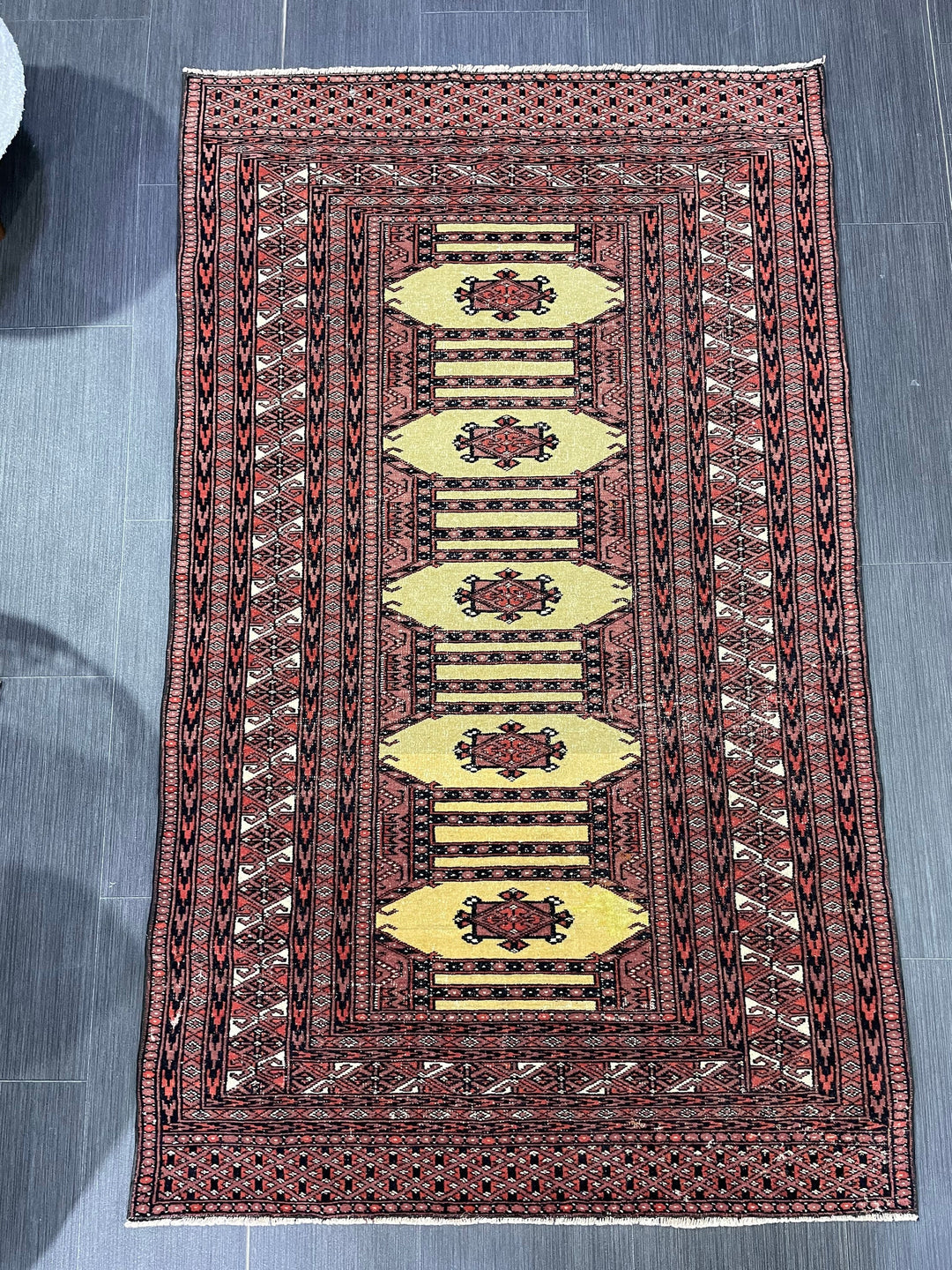 Navy Turkish Runner Rug 3' x 5' 1" Hand-Knotted texture