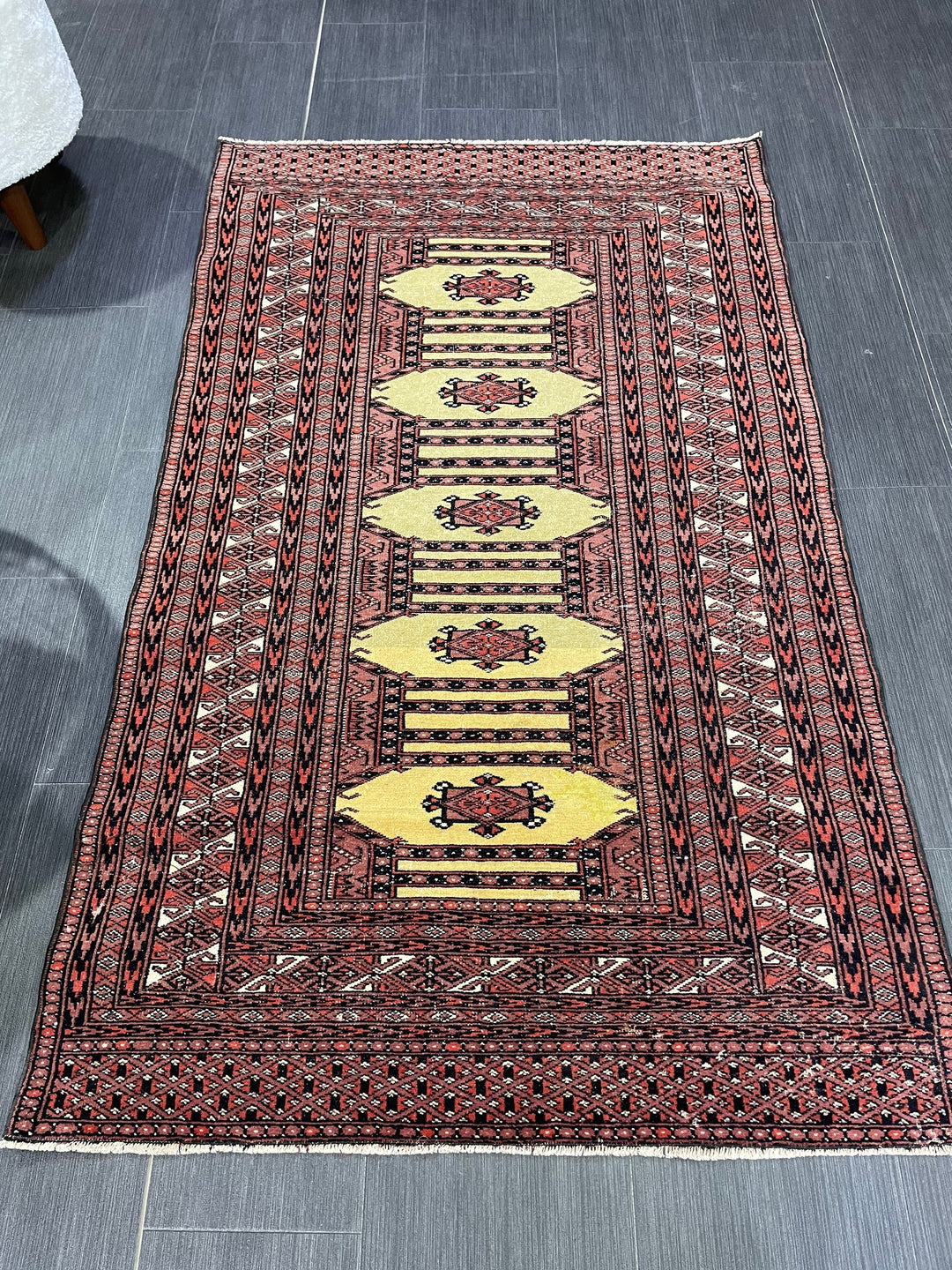 Navy Turkish Runner Rug 3' x 5' 1" Hand-Knotted detail