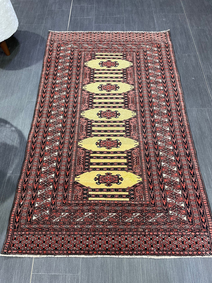 Navy Turkish Runner Rug 3' x 5' 1" Hand-Knotted detail