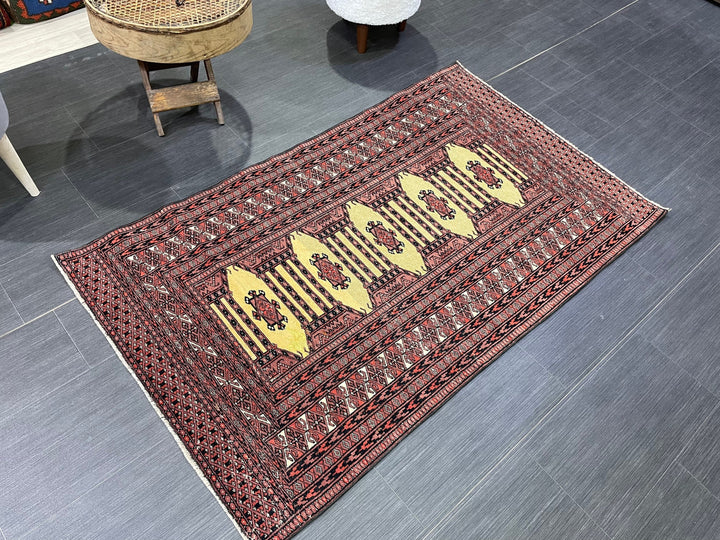 Navy Turkish Runner Rug 3' x 5' 1" Hand-Knotted pattern