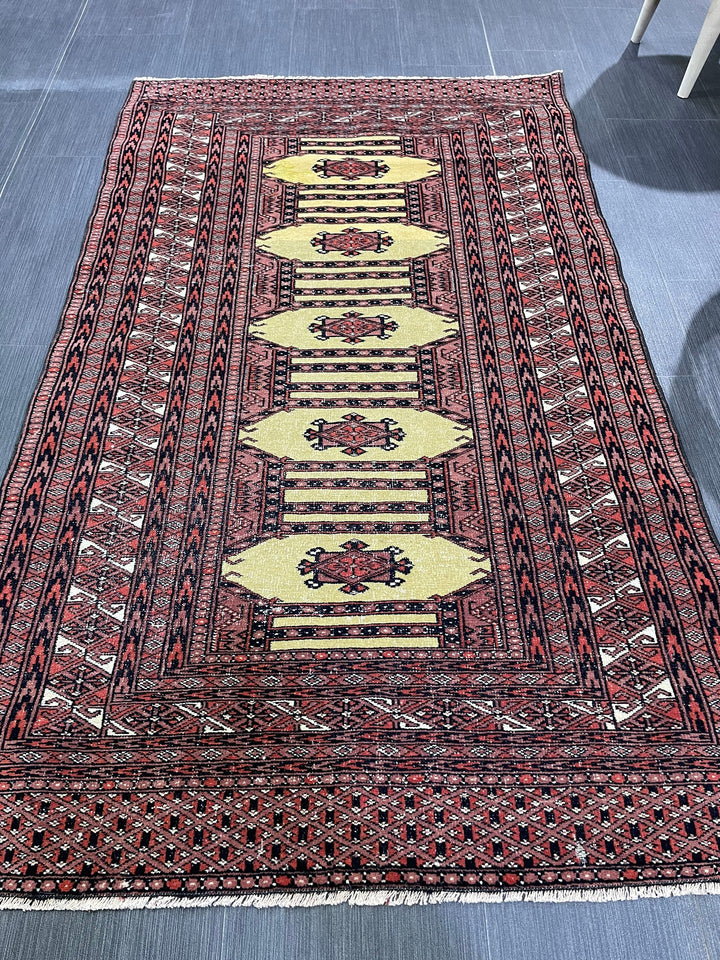 Navy Turkish Runner Rug 3' x 5' 1" Hand-Knotted field