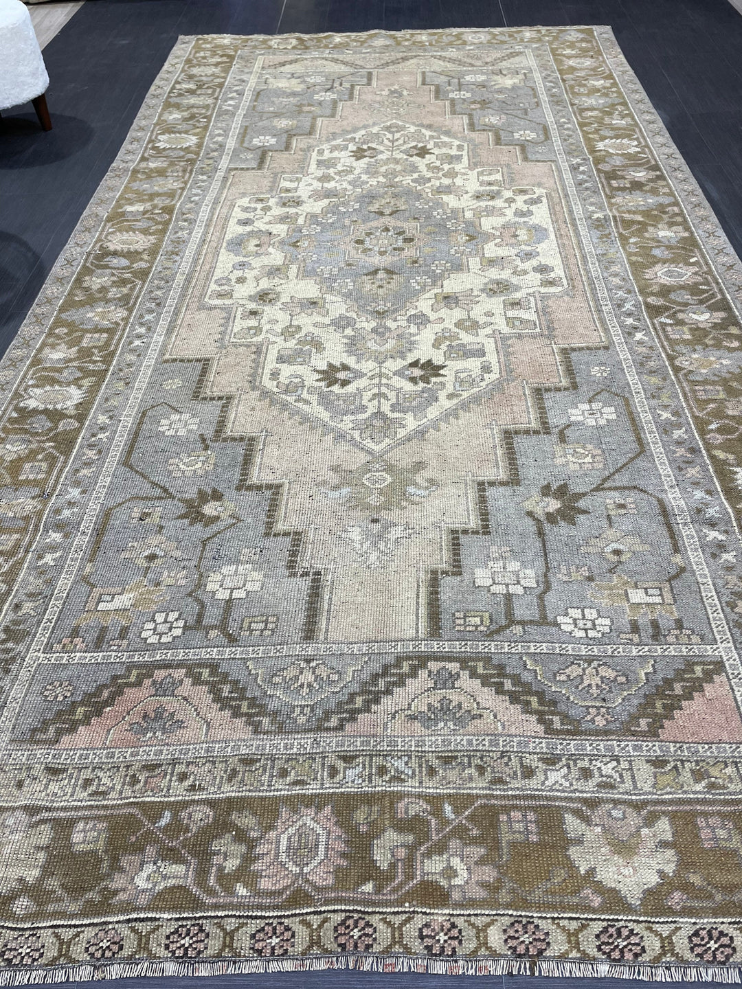 Rust Turkish Oushak Rug 5' 9" x 10' 11" Hand-Knotted texture