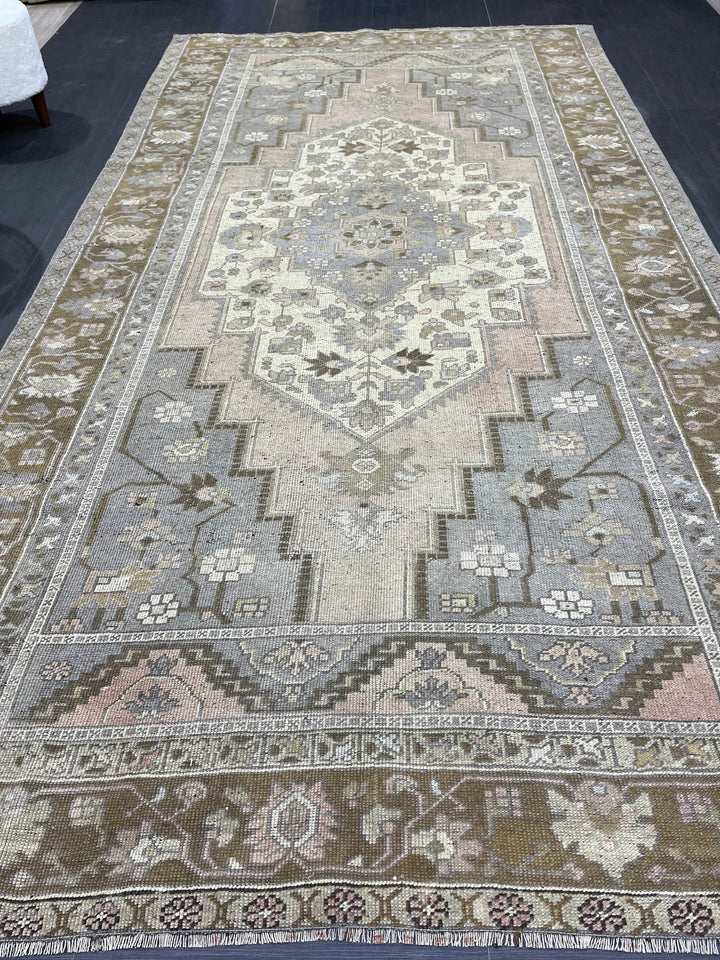 Rust Turkish Oushak Rug 5' 9" x 10' 11" Hand-Knotted texture