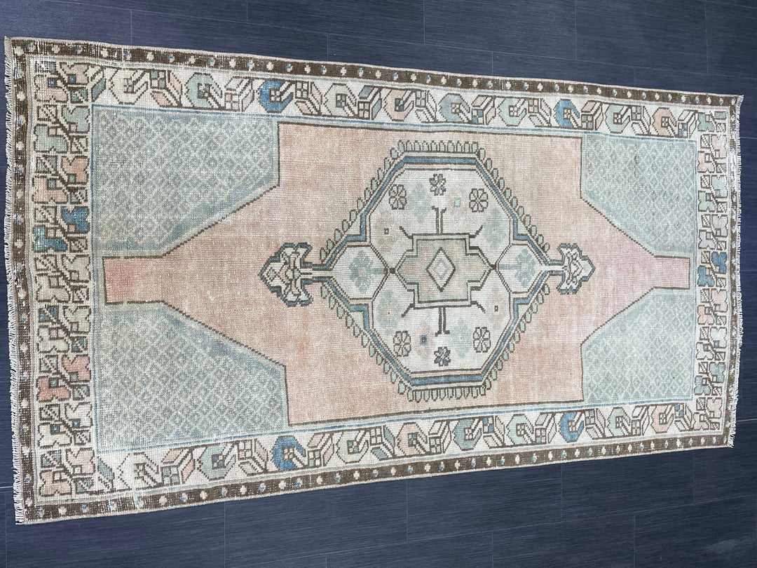 Rust Turkish Oushak Rug 3' 10" x 7' 1" Hand-Knotted border