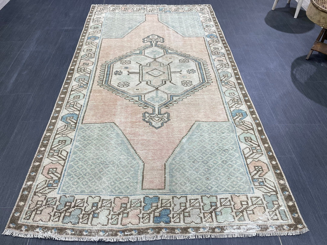 Rust Turkish Oushak Rug 3' 10" x 7' 1" Hand-Knotted field