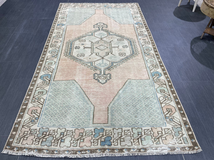 Rust Turkish Oushak Rug 3' 10" x 7' 1" Hand-Knotted field