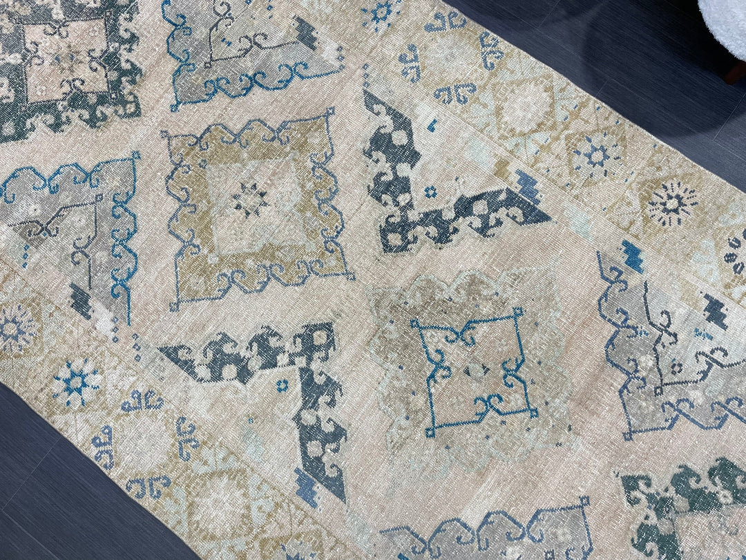 Beige Turkish Vintage Rug 4' 7" x 12' 11" Hand-Knotted view