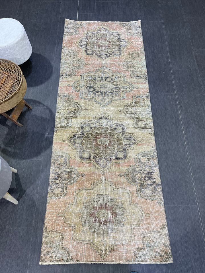 Rust Turkish Runner Rug 2' 9" x 7' 7" Hand-Knotted detail