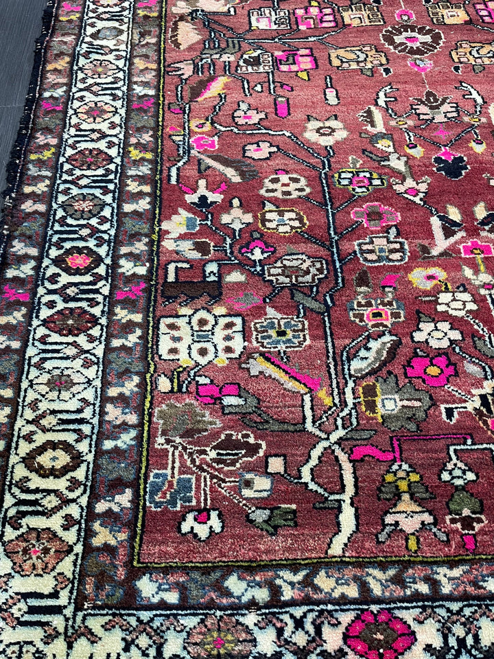 Turkish Vintage Rug 4' 8" x 6' 10" Hand-Knotted reverse