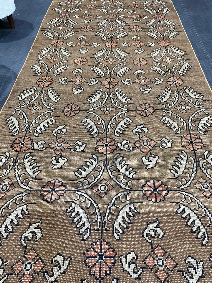 Green Turkish Runner Rug 4' 1" x 9' 11" Hand-Knotted | No. WR76652