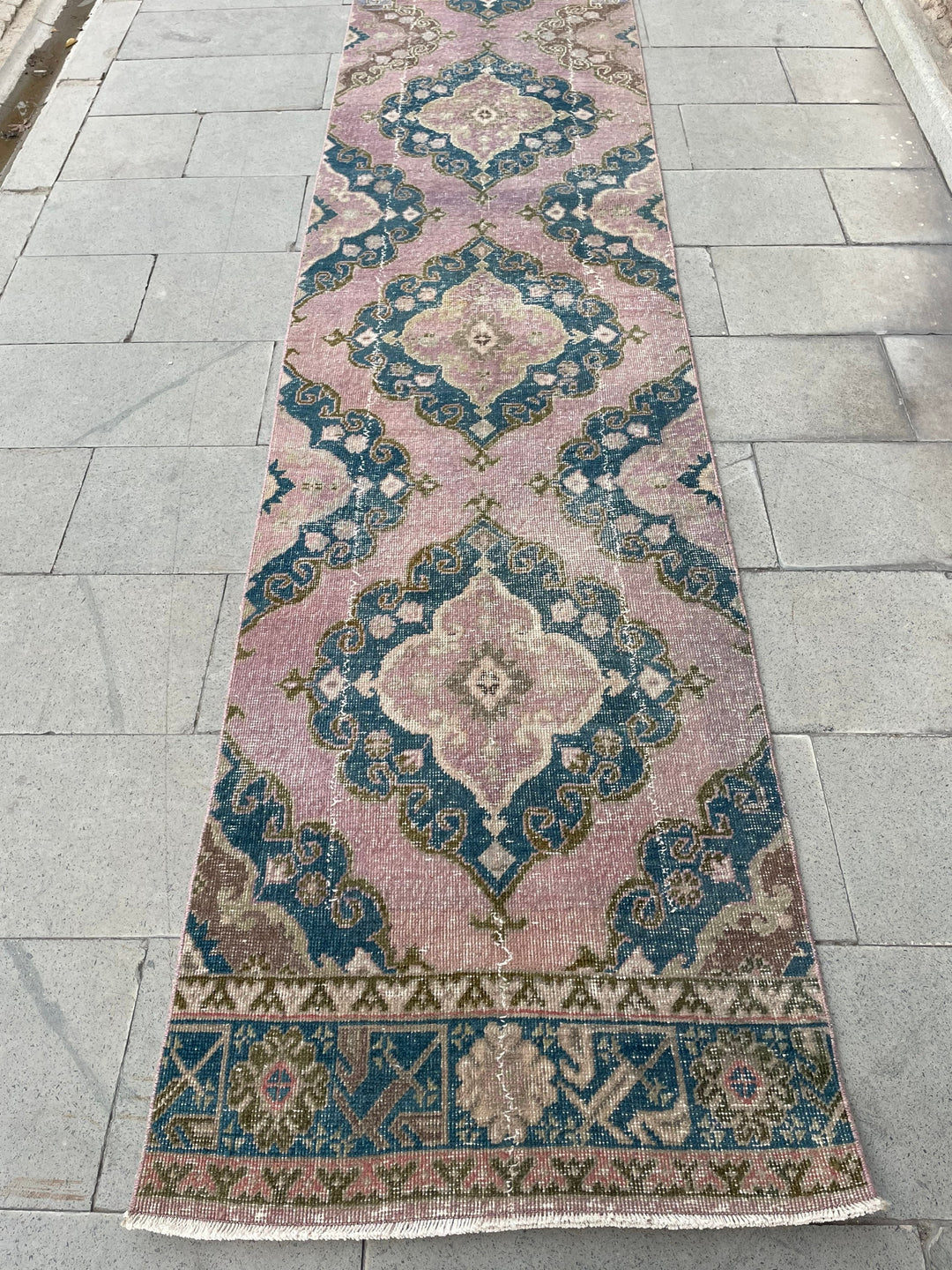 Beige Turkish Runner Rug 2' 8" x 22' 11" Hand-Knotted detail