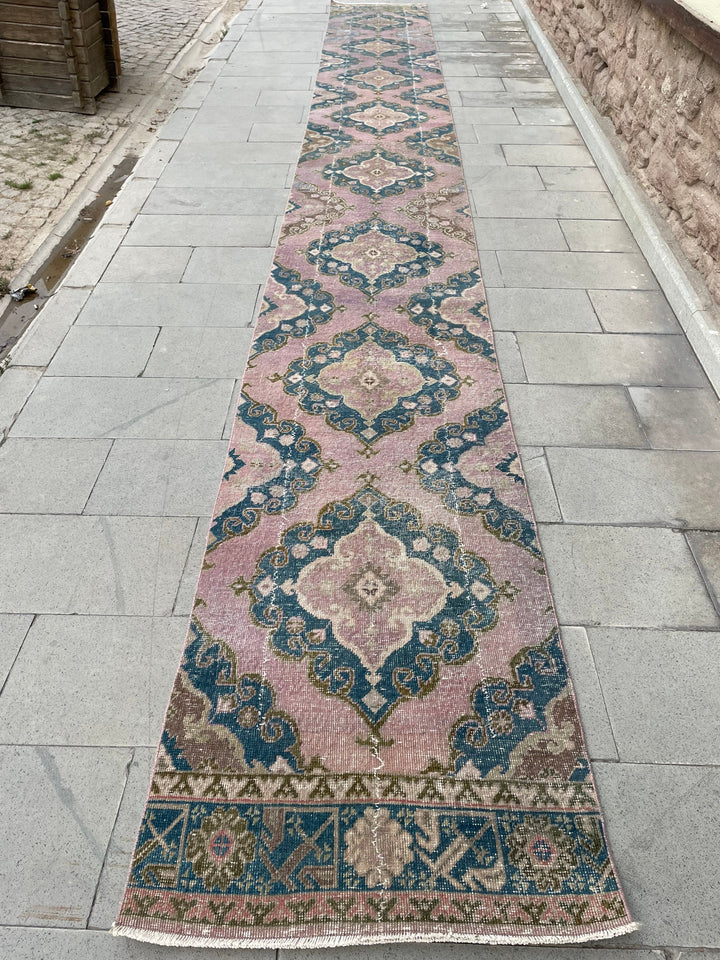 Beige Turkish Runner Rug 2' 8" x 22' 11" Hand-Knotted field